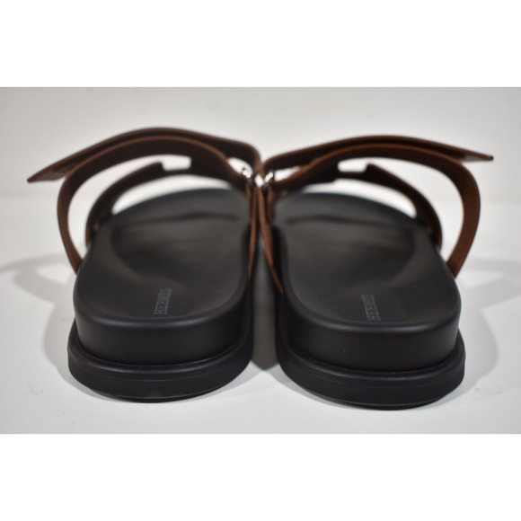 Hermes Chypre Sandal Men Black Brown Leather H Logo Slide Slip On Flat 44.5 11.5 - Picture 11 of 12